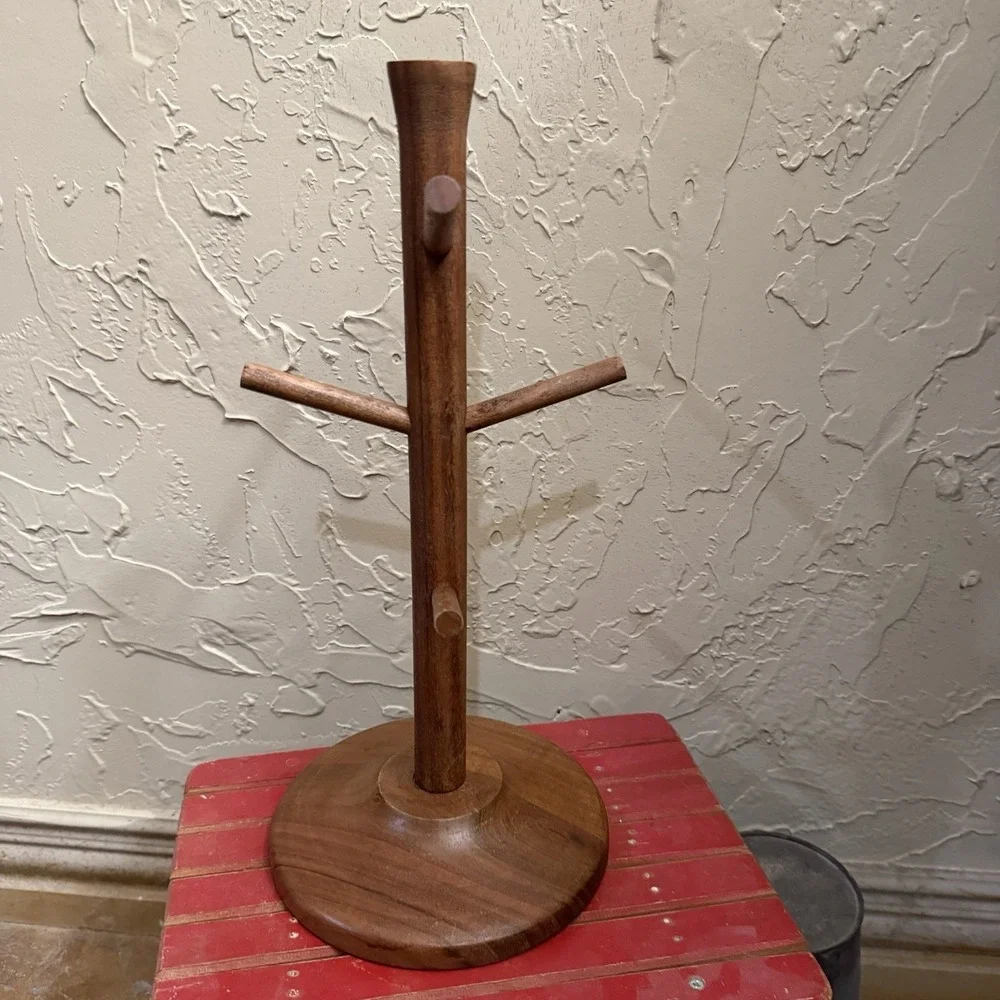 Hearth and Hand Magnolia Wood Mug Holder Stand Tree 6 Pegs for Mugs 15